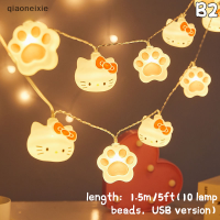 qiaoneixie ไฟแถบ LED ตัวการ์ตูนไฟแมวตกแต่งห้องเล่นเกม Hello Kitty ตุ๊กตาไฟเรืองแสงรูปแบบของเล่นของขวัญสำหรับเด็ก