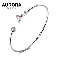 DD AURORA 925หัวใจสีแดง,SL176เครื่องประดับกำไลข้อมือเพทายแวววาว