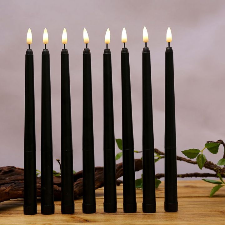 6pcs-flameless-black-taper-candles-flickering-with-10-key-remote-timer-battery-operated-led-candlesticks-window-candles