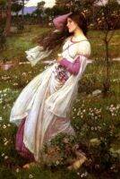 ۞℡∈ GIRL LADY WINDFLOWERS 1903 ลมดอกไม้ Art ฟิล์มพิมพ์ผ้าไหมโปสเตอร์ Home Wall Decor 24x36inch