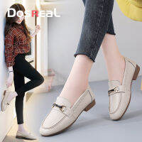 DOSREAL Women Loafers Casual หนังสีขาวรองเท้าสำหรับสุภาพสตรีสไตล์เกาหลีขาย Plus ขนาด41 Slip On Classic Office Flats สำหรับผู้หญิง