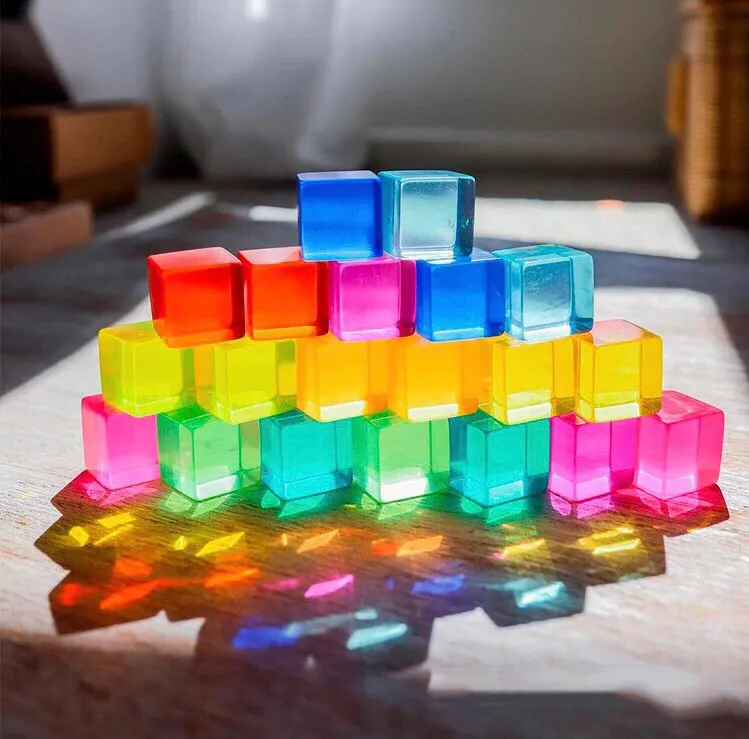 Acrylic Cubes Blocks Gem Blocks Kids Learning Color Light & Shadow