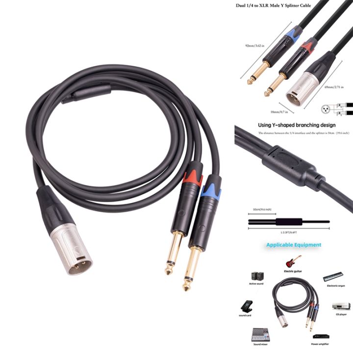 dual-6-35mm-1-4-in-to-xlr-male-y-splitter-cable-3pin-xlr-male-to-dual-6-35mm-plug-audio-microphone-cable
