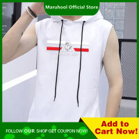 MARUHOOL เสื้อสเวตเตอร์แขนสั้นมีฮู้ดสำหรับผู้ชายแบบใหม่ฤดูใบไม้ผลิและฤดูร้อนเสื้อสีล้วนทรงหลวมแฟชั่นสไตล์เกาหลีแมทช์ลุคง่าย