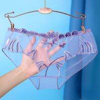 【CC】∈□◈  Transparent Womens Panties Hot Flowers Female Underpants Large