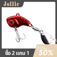 Jollic 1ชิ้นเหยื่อตกปลาแบบหมุนด้วยความเร็วสูงเหยื่อล่อโลหะสั่นได้เหยื่อตกปลาแบบแข็งพร้อมตะขอแหลม