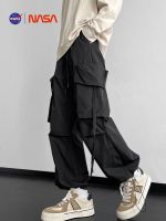 ✿☂♙ NASA American trendy brand overalls mens loose autumn straight multi-pocket drawstring paratrooper pants casual wide-leg pants