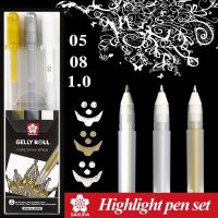 Sakura 3pcs Gelly Roll Classic Highlight Pen Gel Ink Pens Bright White Pen Highlight Sketch Marker Golden Silver HighlightingHighlighters  Markers