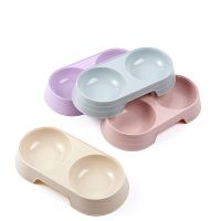 Macarone Double Pet Bowl Plastic Puppy Cat Food Water Drinking Dish Feeder Cat Puppy Feeding Supplies Small Dog Accessories