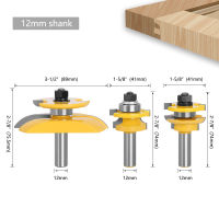 LAVIE 3pcs 12mm 12" Shank Round Over Rail &amp; Stile Cove Panel Raiser Router Bit Set Tenon Cutter Milling Cutter for Wood MC03125