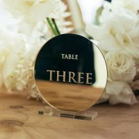 【hot】☜﹊♈  Personalized Table Numbers Frosted Gold Engraved Round Wedding Event Shower Number