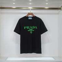 Pradas ดั้งเดิมเสื้อเชิ๊ตผู้ชาย2023ใหม่ผ้าคอตตอนสไตล์เกาหลีระบายอากาศแขนสั้นเสื้อยืดลำลองเสื้อแฟชั่นพิมพ์ลายตัวอักษร