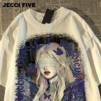 JECCIFIVE แขนสั้นผ้าฝ้ายแท้ T เสื้อเชิ้ตชายหญิงฤดูร้อนสไตล์อเมริกัน oversize แขนครึ่งตัวอักษรเรียบง่าย ins เสื้อแฟชั่น