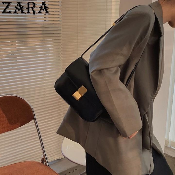 zara-niche-กระเป๋ากระเป๋าทรงเต้าหู้หรูหราน้ำหนักเบา-กระเป๋าหนังทรงสี่เหลี่ยมเล็กแมสเซ็นเจอร์สะพายไหล่เดียวเข้ากับทุกชุดย้อนยุค2023