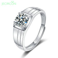 JECIRCON ใหม่ Moissanite แหวนสำหรับผู้ชาย4-Claw D สี1กะรัตเงาเพชรเครื่องประดับ925เงินสเตอร์ลิงหรูหรางานแต่งงานของขวัญ