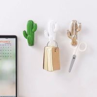 Creative Resin Cactus Wall Hook Key Hanger Self-adhesive Three-dimensional Hanger Hook Home Decoration Accessories Picture Hangers Hooks