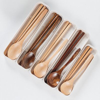 Portable Cutlery Set With Box  Wooden Chopstick Spoon Set Students Children Office Workers Outdoor Travel Household Dinnerware Flatware SetsTH