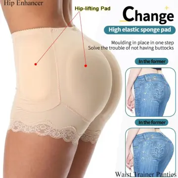 Buy Lady Middle Waist Padding Buttocks Panties Butt Lifter Enhancer Hip  Push Up Pants Women Bum Padded Seamless Underwear at
