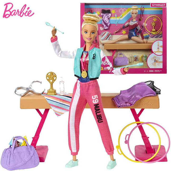 Original Barbie Gymnastics Balance Beam Barbie Doll for Girls Accessories with Twirling Kid Toys