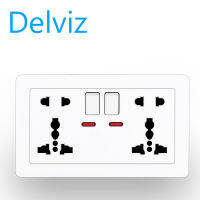 แผงเพาเวอร์ซ็อกเก็ตDelviz,13A Double 5-HoleชุดสัญญาณไฟLED,146Mm * 86Mm,ทอง/ขาว/เทา