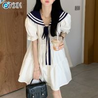 XIYUYI Dress Preppy Cute Age-Reducing Navy Collar A-Line Skirt Suitable For All Body Types 2022 Summer New Dress For Women