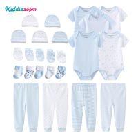 Kiddiezoom 24 PCS ทารกแรกเกิดสำหรับเด็กชายและเด็กหญิงชุดเสื้อผ้า/ของขวัญ Terno รวม 5 ชุดทารก Rompers/Onesies + 4 ชุดกางเกงเด็ก + 5 ชุดเด็กหมวก/หมวก + 5 ชุดถุ