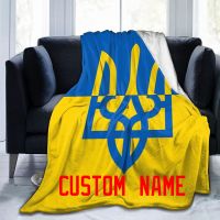 Ukrainian Flag Fleece Blanket Custom Name Ukraine Ultra Soft Flannel Plush Throw Blankets All Season for Couch Bed Sofa Dropship