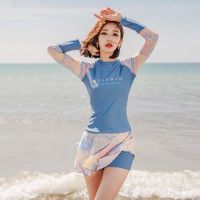 Womens Swimwear 2022 Split Sports Skirt-Style Long-Sleeved Sunscreen Swimsuit Swimming Class Korea Thin Two-Piece Bathing Suit