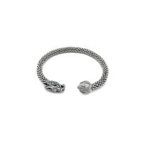 DSP กำไลถักเปีย หัวมังกร และหัวบัว เงินแท้ 925 : DSP 925 Sterling Silver Braided Bracelet [GSPB0365]