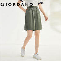 GIORDANO ผู้หญิง เทนเซล ยืดทอสีทึบหลวมเอวยางยืดลำลองกางเกงขาสั้น Free Shipping 05403315