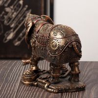 NORHTEUINS Resin Punk Elephant Steam Statue Sculpture Interior Steampunk Metal Mechanical Fantasy Figurines For Home Decorations