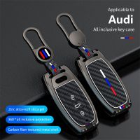 {Lili Car product} สังกะสีกุญแจรถอัลลอยเคสปกสำหรับ Audi A1 A4 A3 8V B9 B8 S4 S6 A5 A6 C7 A7 R8 A8 Q3 Q7 S7 S8อุปกรณ์เสริมพวงกุญแจ TT Llavero