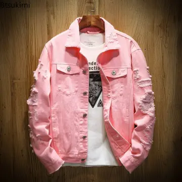 Men red clearance jean jacket