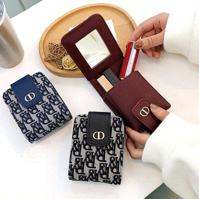 Net Red Lipstick Bag Cosmetic Bag With Mirror Small Portable Mini Portable Lipstick Box Storage Packaging Lipstick Pouch Mirrors