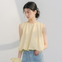 New Milk Elegant Butter Puff Sleeve -Free Vest Female 23 Summer Round Neck Design Shows A Small Shirt