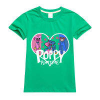 เสื้อยืดผ้าฝ้าย100% Poppy Playtime เสื้อยืดผ้าฝ้ายสำหรับเด็กชุดหน้าร้อนแขนสามส่วนเสื้อยาวปิดถึงก้นเสื้อยาวปิดถึงก้นเด็กผู้ชาย