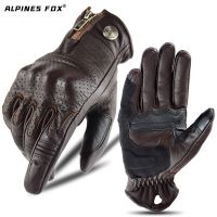 Black Vintage Leather Motorcycle Gloves Men Women Moto Leather Carbon Cycling Summer Gloves Motorbike Motorcross ATV Motor Glove