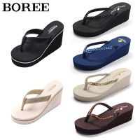 Summer Womens Flip Flops Fashion Rhinestone Beach Platform Slippers Women High Heels Outdoor Non-Slip Wedge Sandals Flat Shoes