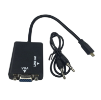 Micro HDMI Male to VGA Female Video Converter Adapter Cable with Audio Output for PC/DVD/HDTV/TV