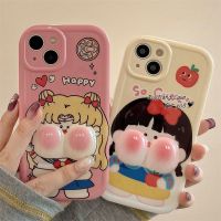 เคส RouJiang สำหรับ iPhone 15 14 13 12 11 Pro Max X XR Xs Max 8 7 6S Plus SE 2020เคสโทรศัพท์อนิเมะการ์ตูน Chubby Little Girl