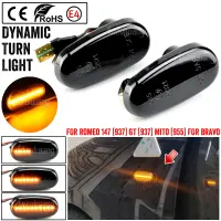 ไฟบังโคลนเครื่องหมายไฟ LED ด้านข้างแบบไดนามิกสำหรับอัลฟาโรโม147 937 MiTo 955 Fiat Bravo 198 Hatchback Siganl โคมไฟ Eudm3f