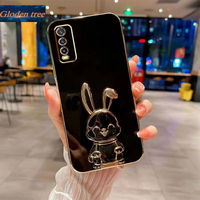 Andyh New Design For Vivo Y20 Y12A Y3S 2021 Y20T Y20 Y20i Y20S Y12S Y12S 2021 Y20S G Y20 2021 Case Luxury 3D Stereo Stand Bracket Smile Rabbit Electroplating Smooth Phone Case Fashion Cute Soft Case