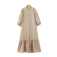 ZZOOI KPYTOMOA Women 2020 Chic Fashion Polka Dot Ruffled Midi Dress Vintage Half Sleeve Button-up Female Dresses Vestidos Mujer