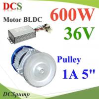 มอเตอร์บลัสเลส DC 36V 600W ติดตั้งมู่เล่ย์ 5 นิ้ว 1 ร่อง A พร้อมกล่องคอนโทรล BLDC Motor รุ่น BLDC-600W-36V-Pulley