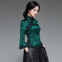 [COD] Chinese style womens improved cheongsam jacket retro long-sleeved Hanfu of Tang suit women spring and summer