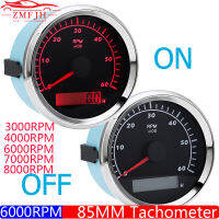 3000 4000 6000 7000 8000RPM Meter 85Mm Tachometer จอแสดงผล LCD Hourmeter With Red Light Fit รถเรือรถจักรยานยนต์ RV Camper 12V 24V