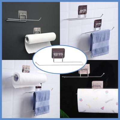 Multifunction Self-adhesive Towel Rag Holder Rack Tissue Roll Rack Toilet Sink Door Hanging Hook Kitchen Bathroom Tissue Holder Bathroom Counter Stora
