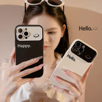 Nstar เคสโทรศัพท์หน้าต่างขนาดใหญ่อย่างเรียบง่ายรูปใบหน้ายิ้มมีความสุขสำหรับ iPhone 14 13 12 11 Pro XR XS X Max 8 7 Plus + SE 2020คลุมทั้งหมดตัวปกป้องกล้องถ่ายรูปสไตล์ INS เคสนิ่มเคสผู้หญิง