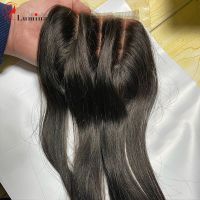 Three Part Straight Closure Brazilian Human Hair 4x4 Lace Closure With Baby Hair Natural Color Remy Hair Brazilian Lace Closure