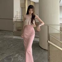 COD DSFGRDGHHHHH Ready Stock Quick Shipment Tube Top Dress Temperament Elastic Hip-Wrapped Long Skirt Women 2022 Spring Summer Dress 612